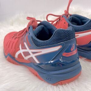 Asics gel resolution 7 | size  9.0 sneakers papaya / white / blue
